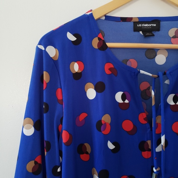 Liz Claiborne Tops - 3 for $25 Liz Claiborne || Blue Polka Dot Blouse
